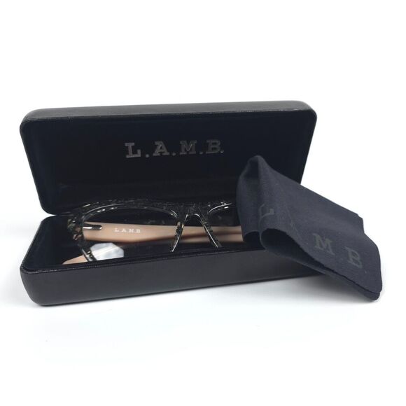L.A.M.B. Square Black and Clear Eyeglasses with Case 90s Y2k Artsy Eclectic Boho